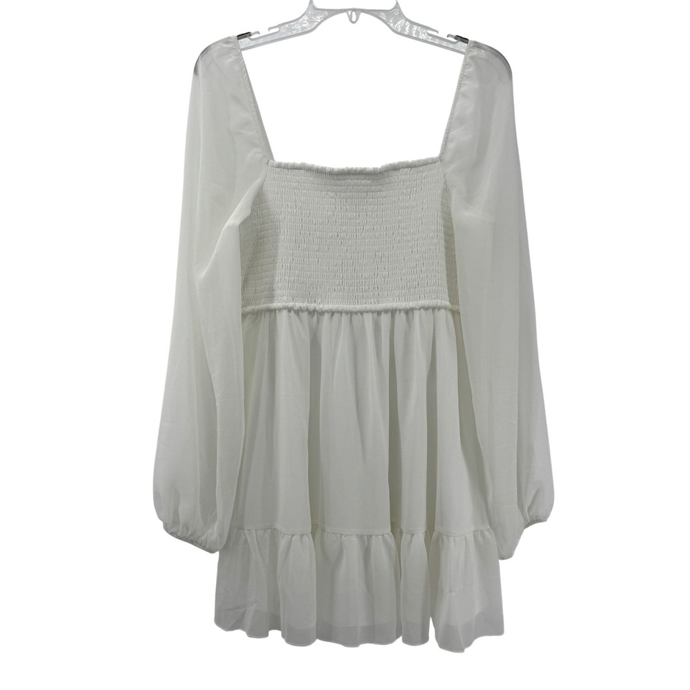 Charlotte Russe Dress Womens M White Smocked Chiffon Mini‎ Boho Cotagecore Fairy